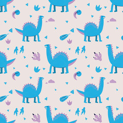 Colorful seamless dinosaur pattern for children