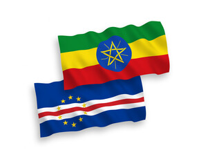 Flags of Republic of Cabo Verde and Ethiopia on a white background