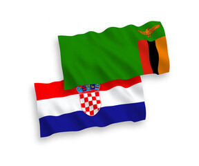 Flags of Republic of Zambia and Croatia on a white background