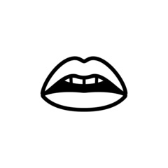Sexy lips, female open mouth, drawn by one line
