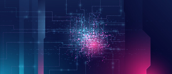 Big data stream. Technology network background