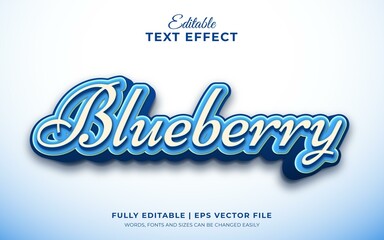 Blueberry fruit theme 3d editable text effect template