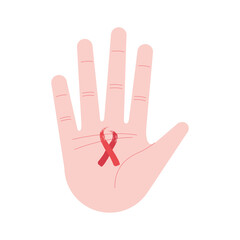 Obraz premium hand and aids day ribbon