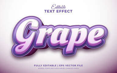Purple grape fruit theme 3d editable text effect template