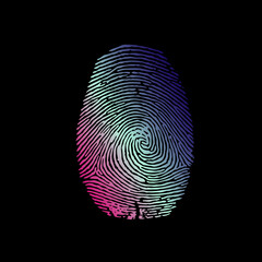 ID app icon. Fingerprint vector illustration on black background