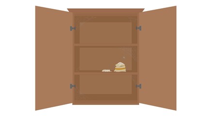 Almost empty shelfs and cupboard with cobwebs Vector - obrazy, fototapety, plakaty