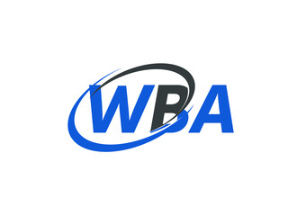 WBA letter creative modern elegant swoosh logo design