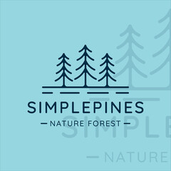 Fototapeta premium simple pines tree logo line art vector illustration template icon graphic design. pine symbol of nature minimalist concept