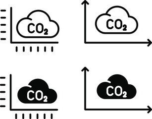  Icon of carbon dioxide reduction ,
graph with cloud CO2