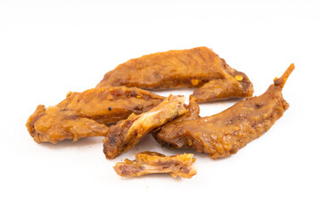Spicy duck wing tip on pure white background