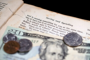 Vintage Saving and Spending Book Page with American Money