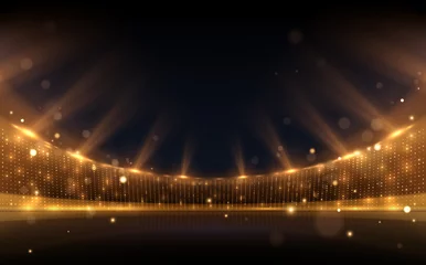 Foto op Plexiglas Golden stadium lights with rays © d1sk