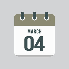 Icon day date 4 March, template calendar page