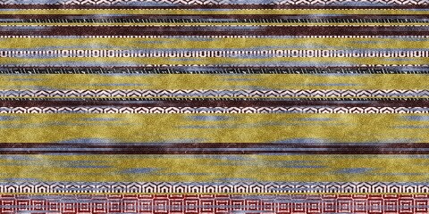 Seamless tribal ethnic stripe grungy border surface pattern design for print. High quality illustration. Faded rug or carpet like cover graphic tile. Thick lines filled with interesting geo textures.