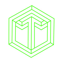 Impossible shapes. Sacred geometry. Optical illusion figures. Abstract eternal geometric object. Impossible endless outline shapes. Op art. Impossible geometry shape on a white background. Line art.