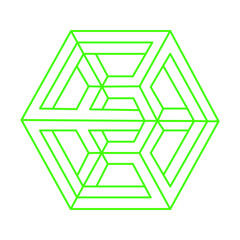 Impossible optical illusion shapes. Optical art object. Impossible figure. Logo. Escher style. Geometry.