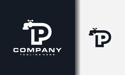 letter P faucet logo