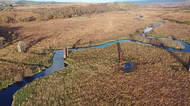 Aerial view of the Owencarrow Railway Viaduct by Creeslough in County Donegal - Ireland
