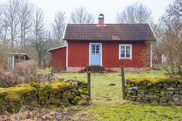 Red holiday home in the countryside