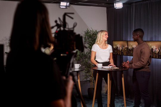 Filming of TV program in studio