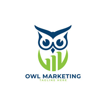 owl marketing logo design concept vector template 