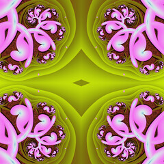 3D render illustration of colorfull fractal kaleidoscope background tile