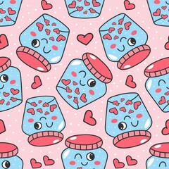 seamless pattern cute jar with heart