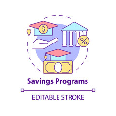 Saving programs concept icon. Employee accounting plan. Workers deposit abstract idea thin line illustration. Isolated outline drawing. Editable stroke. Roboto-Medium, Myriad Pro-Bold fonts used