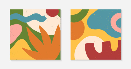 Set of abstract vector illustrations with hand drawn various organic shapes and graphic elements.Trendy artistic contemporary designs for prints,flyers,banners,invitations,branding design,covers