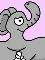 cute elephant cartoon on pink background