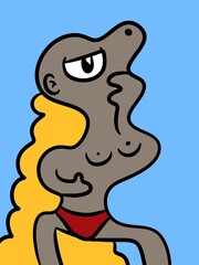 cute monster cartoon on blue background