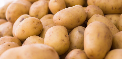 potatoes on counter in market