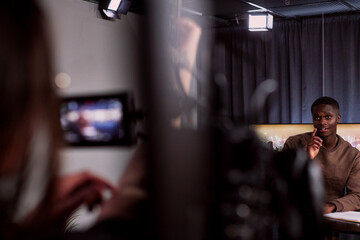 Filming of TV program in studio