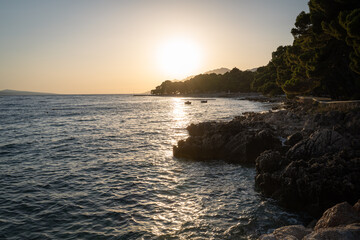 Sunset over the sea in Brella Croatia