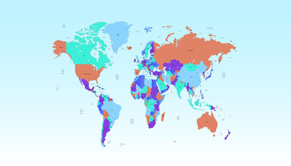 Obraz premium World map. Color vector modern. Silhouette map 