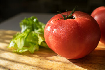 tomato on a wooden table