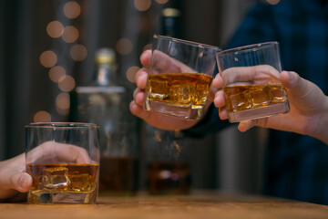 Celebrate whiskey on a friendly party in  restaurant