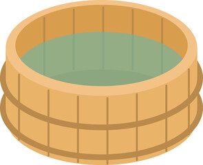 温泉のお湯が入った風呂桶