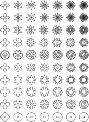 お花アイコンたくさんセット_黒線塗り無し