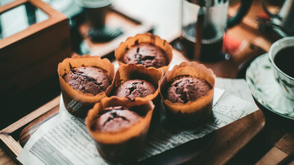 焼き上がったチョコマフィン