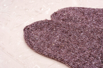 warm winter knitted wool socks handmade close-up