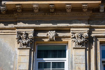 Detail of ornate building in Vilnius, Lithuania