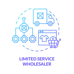 Limited service wholesaler blue gradient concept icon. Customer service organization. Distribution and logistics company abstract idea thin line illustration. Vector isolated outline color drawing