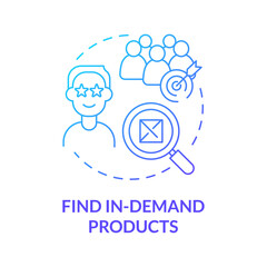 Find in-demand products blue gradient concept icon. Research customer needs. Successful distribution business abstract idea thin line illustration. Vector isolated outline color drawing