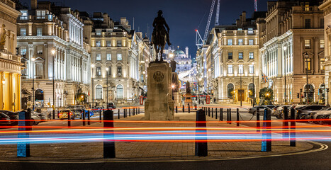 The Waterloo Place at Christmas time in London, England