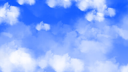 blue sky background, realistic puffy clouds