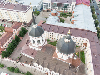 Aerial view of the Epiphany Cathedral in Tomsk, Siberia, Russia.