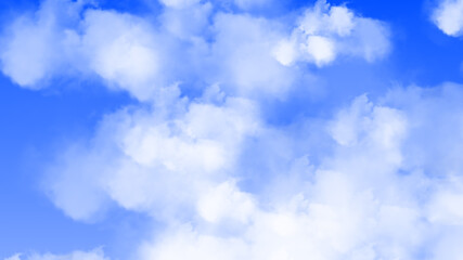blue sky with clouds, realistic puffy clouds nature background