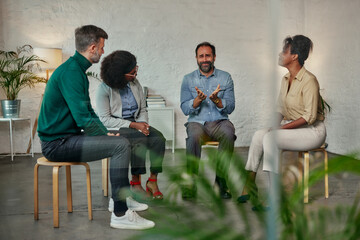 Fototapeta premium Man talking to the mental health support group