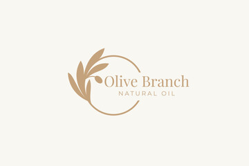 Fototapeta na wymiar Olive oil tree branch logo illustration design